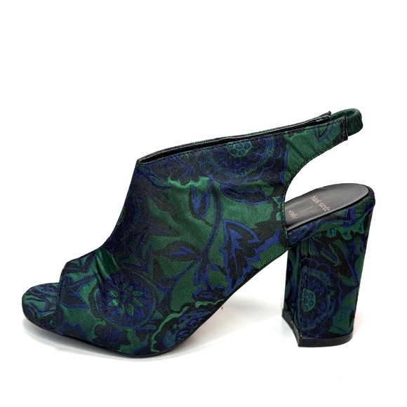 Black Suede Studio Shoes - Black Suede Studio Green & Blue Jacquard Sling Back Sandals | 7